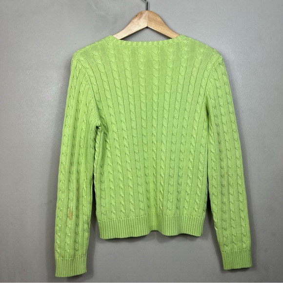 Polo Lauren Ralph Lauren y2k Cable Knit Vintage Green Sweater - Picture 4 of 5